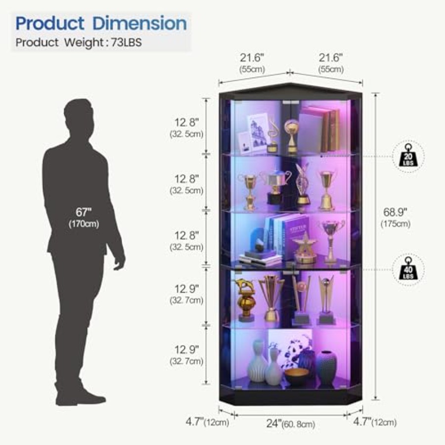 Hoekdisplaykast met RGB-verlic - Display Case Acrylic recensie en prijs